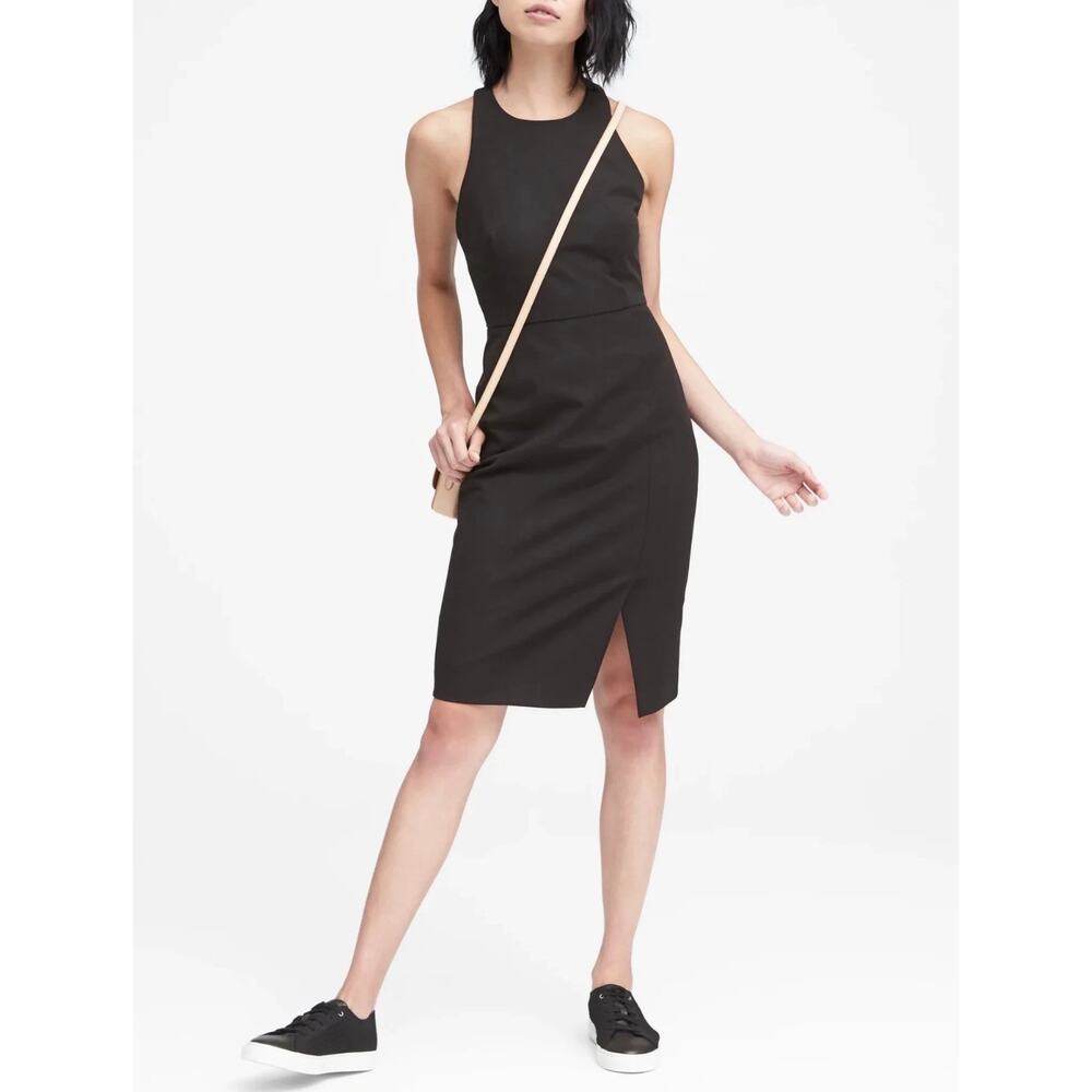 Banana Republic BI-STRETCH RACER-NECK Sleeveless SHEATH Little black DRESS 10